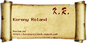 Koreny Roland névjegykártya